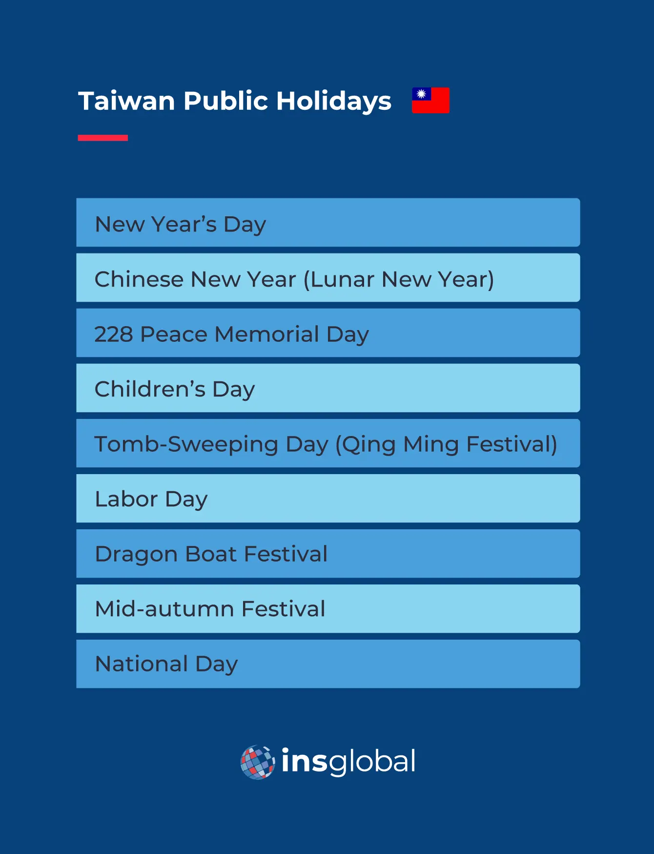 Taiwan Leave Days: Taiwan Public holidays